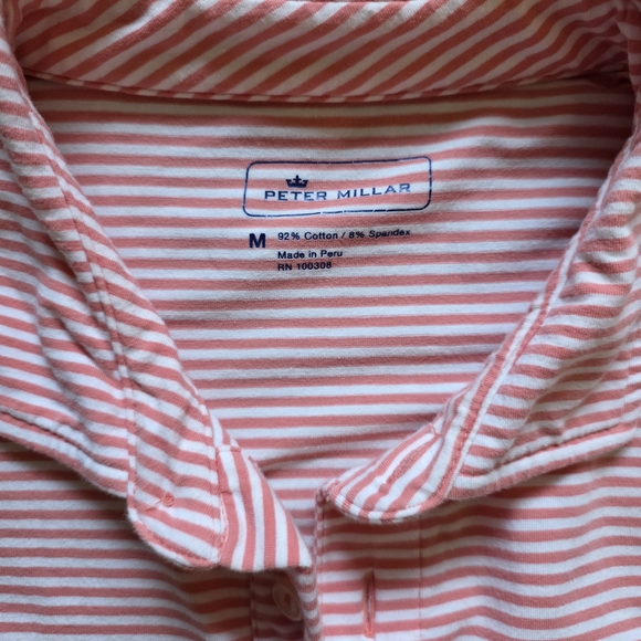 Peter Millar Coral Striped Polo Shirt - Picture 2 of 2